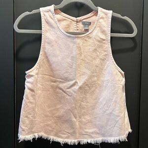 Aerie Light Pink Fringe Hem Tank Top